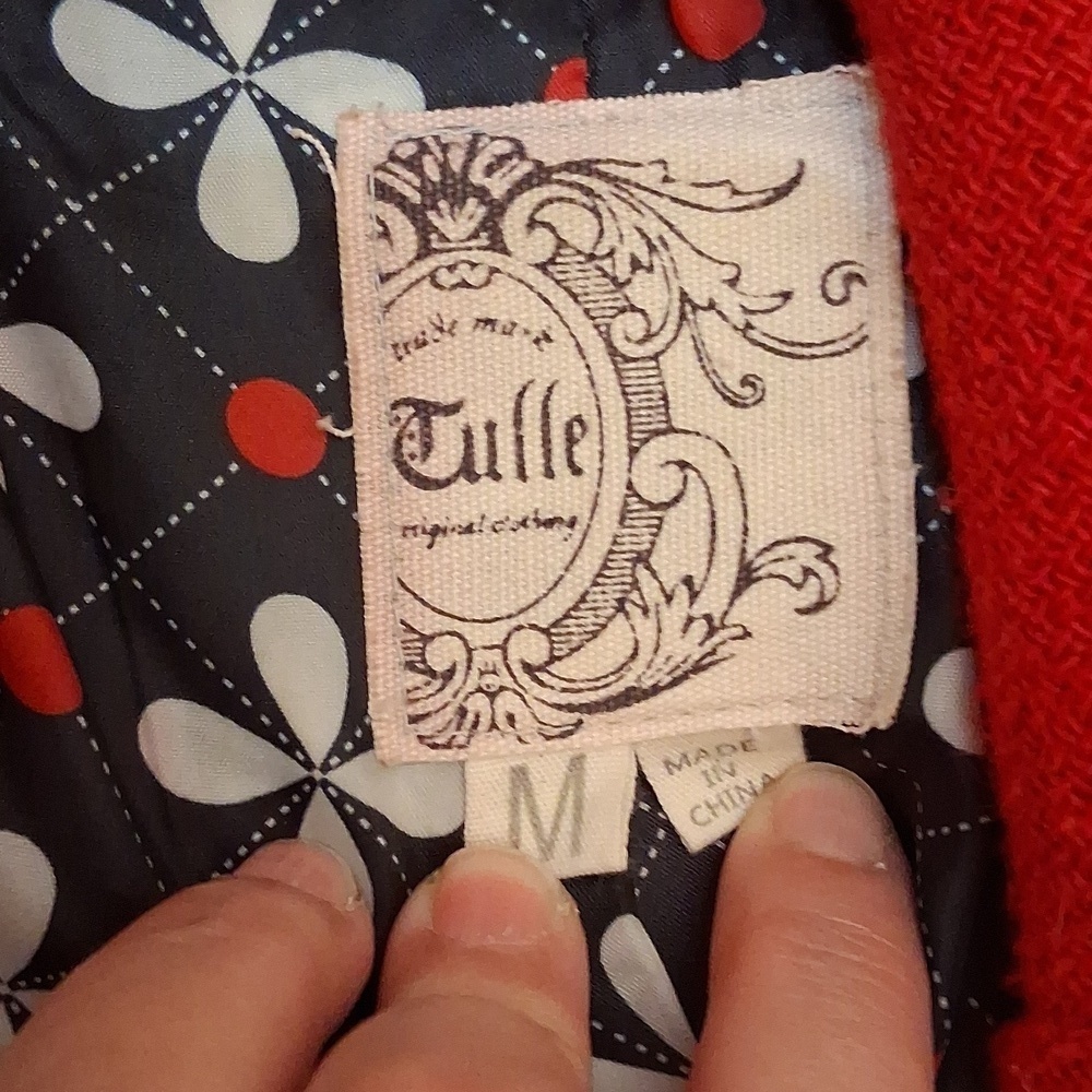 Anthropologie Tulle Stylish Red Peacoat Size Medium - Picture 5 of 6